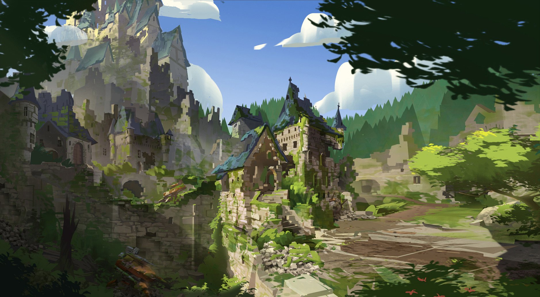 Overwatch - Eichenwalde: Castle Mood Piece por Nick Carver