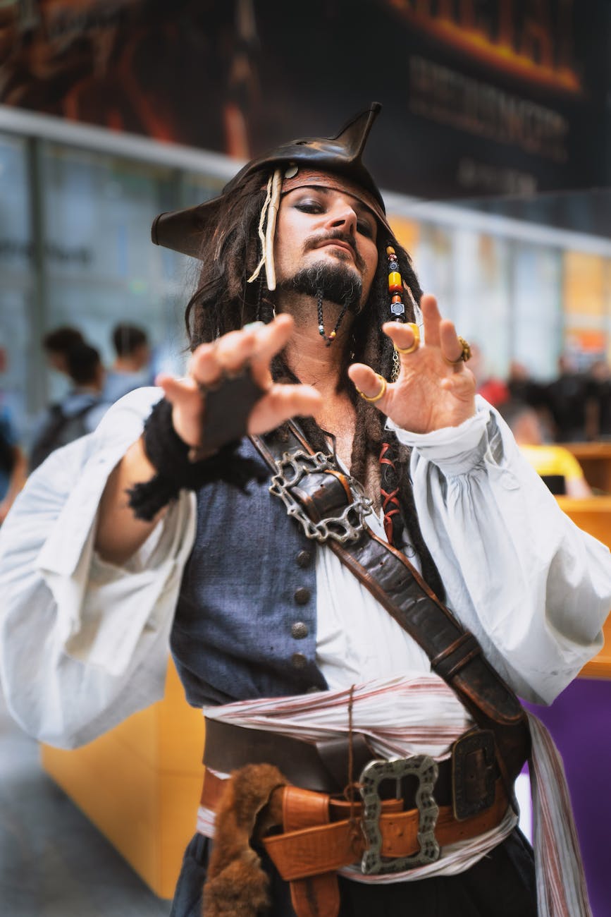 man wearing a pirate costume