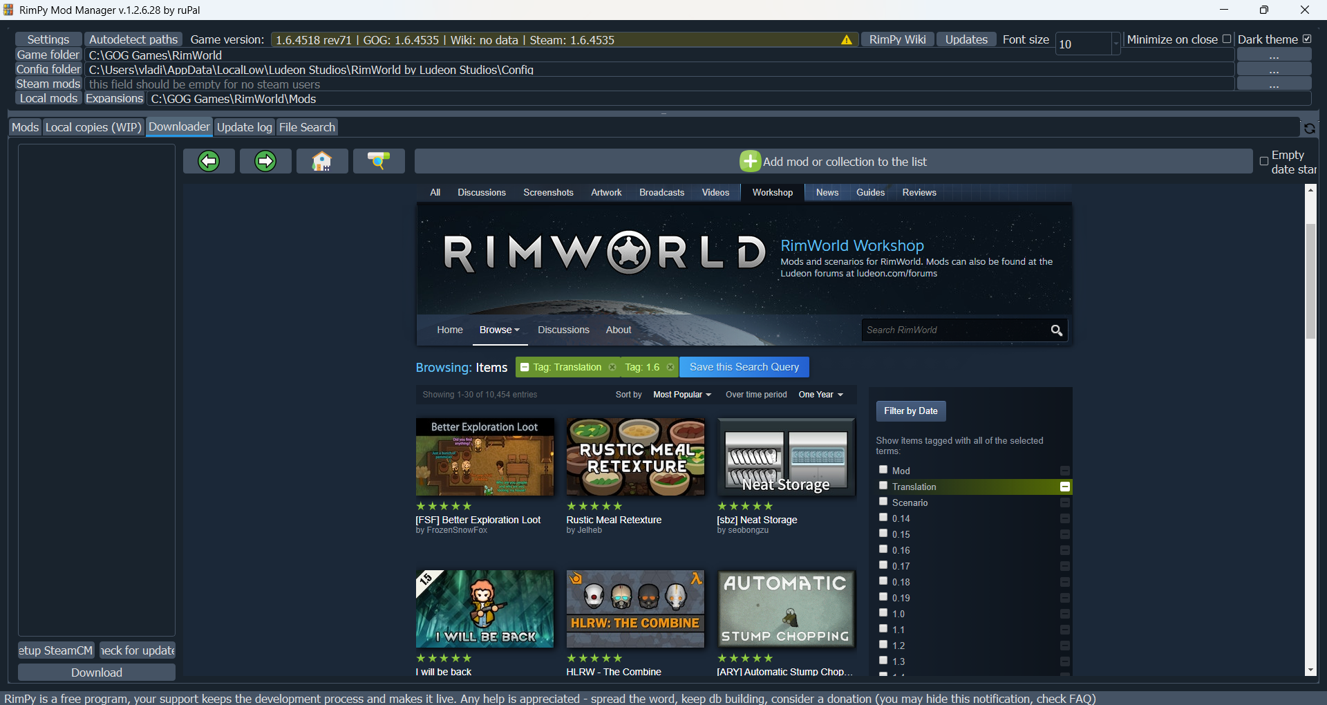Rimpy - Administrador de Mods para Rimworld - La Cueva del Lobo