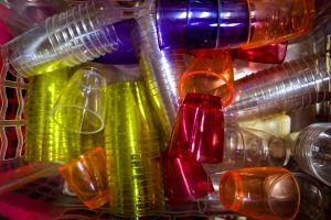a close up shot of colorful shot glasses